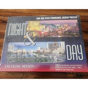 Las Vegas Strip Panoramic Jigsaw Puzzle Night Day 2-500 Piece Puzzles Nevada NEW